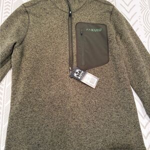 KUIU Men's Base Camp Pullover sweater in Olive Heather size L